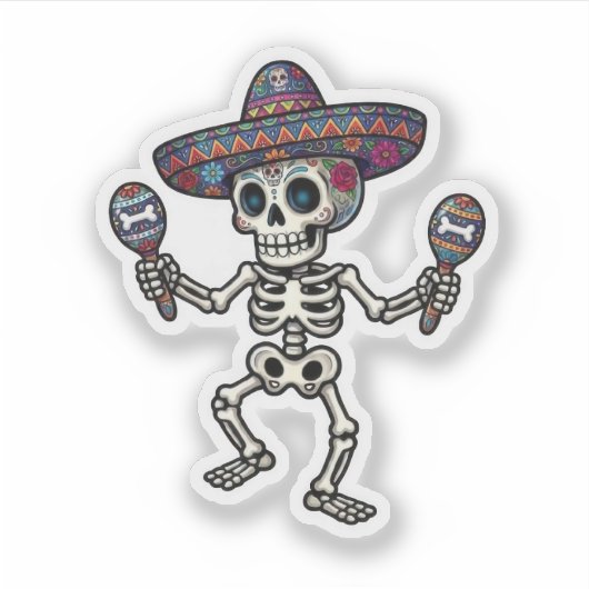 Colorful Mexican Skeleton シール (正面)