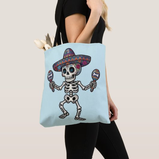 Colorful Mexican Skeleton トートバッグ (クローズアップ)