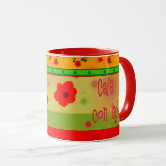 Colorful Mexican Theme Green Red Orange Mug マグカップ (正面右)