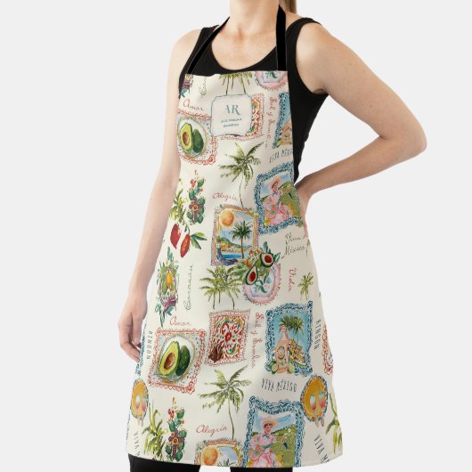 Colorful Mexican Travel Print Monogram エプロン (インサイチュ)