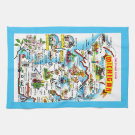 Colorful Michigan Map キッチンタオル