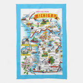 Colorful Michigan Map キッチンタオル (縦)