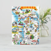 Colorful Michigan Map 5x7 Big Postcard サンキューカード (スタンド正面)