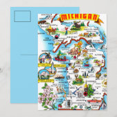 Colorful Michigan Map 5x7 Big Postcard サンキューカード (正面/裏面)
