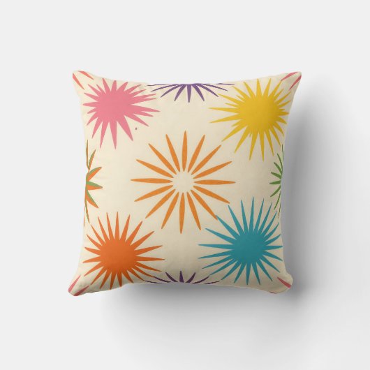 Colorful Mid Century Starburst Pattern クッション (裏面)