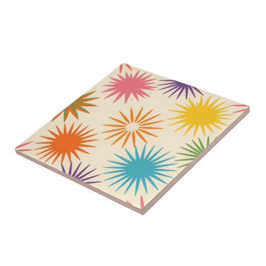 Colorful Mid Century Starburst Pattern タイル (側面)