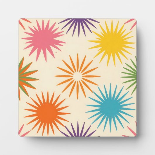 Colorful Mid Century Starburst Pattern フォトプラーク (正面)