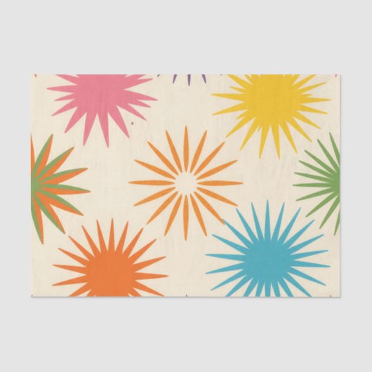 Colorful Mid Century Starburst Pattern 薄葉紙 (正面)