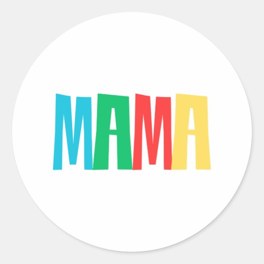 Colorful Minimal Mama Typography ラウンドシール (正面)
