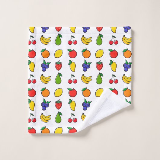Colorful Mixed Fruit Pattern バスタオルセット (ウォッシュタオル)