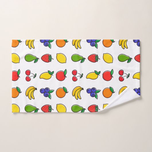 Colorful Mixed Fruit Pattern バスタオルセット (ハンドタオル)