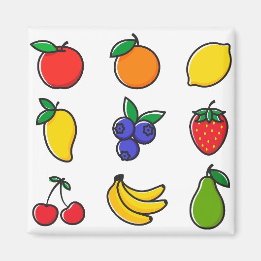 Colorful Mixed Fruit Pattern マグネット (正面)