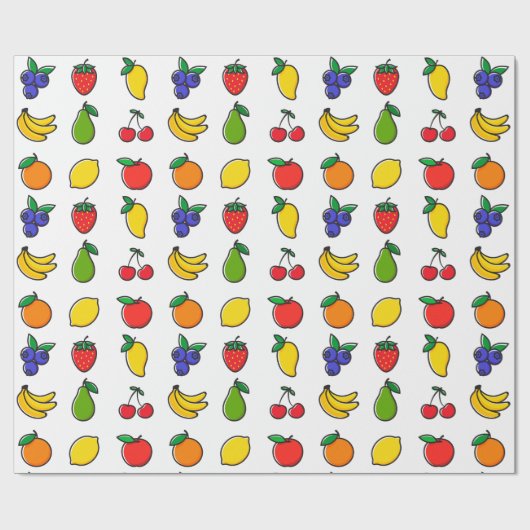 Colorful Mixed Fruit Pattern ラッピングペーパー (フラット)