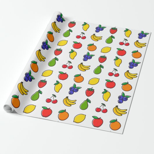 Colorful Mixed Fruit Pattern ラッピングペーパー (アンロールド)