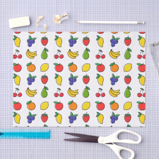 Colorful Mixed Fruit Pattern 薄葉紙 (クラフト)