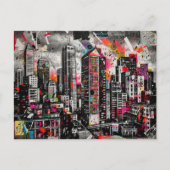 Colorful Mixed media Architecture Collage ポストカード (正面)