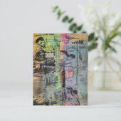 Colorful Mixed Media Retro Hobbies Woodworking Men ポストカード (スタンド正面)