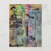 Colorful Mixed Media Retro Hobbies Woodworking Men ポストカード (正面)