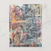 Colorful Mixed Media Retro Woodworking Collage ポストカード (正面)