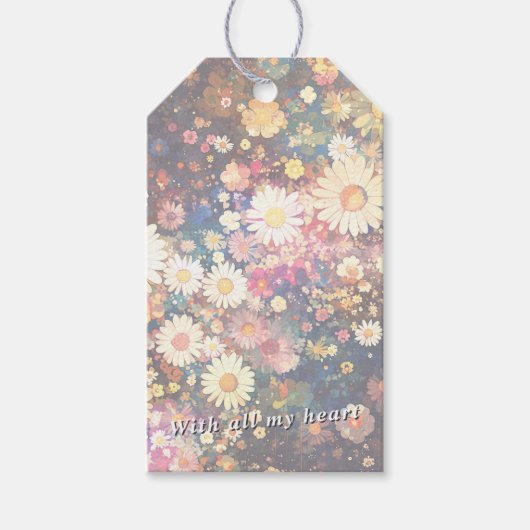 Colorful Mixed Wildflower Double Sided Floral ギフトタグ (正面)