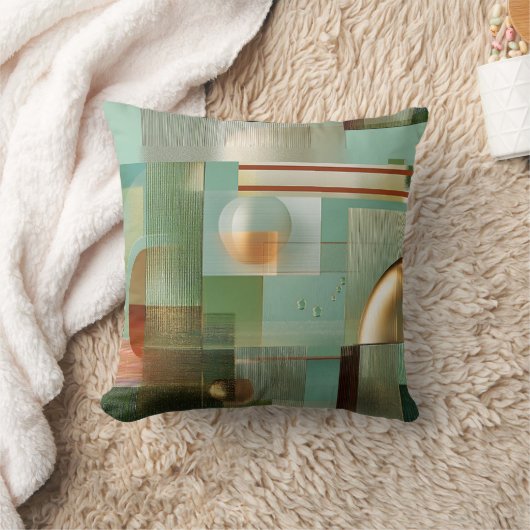 Colorful Modern Abstract Teal Gold  クッション (ブランケット)