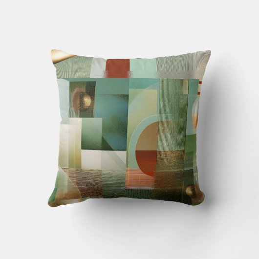 Colorful Modern Abstract Teal Gold  クッション (裏面)