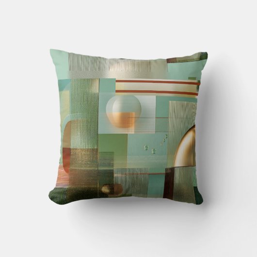 Colorful Modern Abstract Teal Gold  クッション (正面)