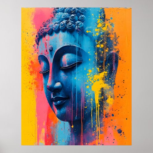 Colorful Modern Art - Gautama Buddha Painting ポスター (正面)