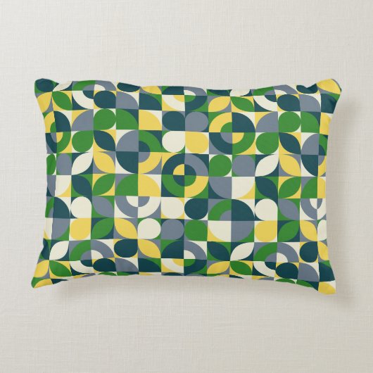 Colorful Modern Bauhaus Abstract Geometric Pattern アクセントクッション (裏面)