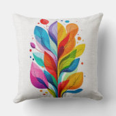 Colorful Modern Botanical Leaves Abstract Tree クッション (裏面)