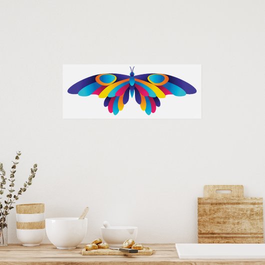 Colorful Modern Butterfly Vibrant Wings ポスター (キッチン)