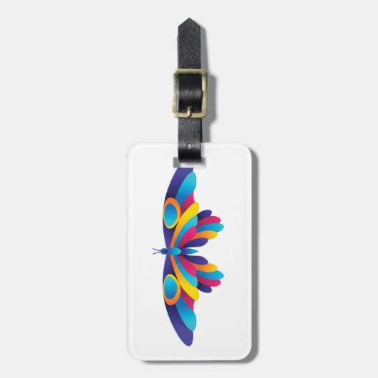 Colorful Modern Butterfly Vibrant Wings ラゲッジタグ (正面縦)