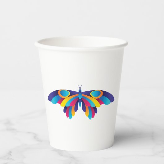 Colorful Modern Butterfly Vibrant Wings 紙コップ (正面)