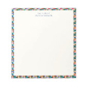 Colorful Modern Checkered Winter Personalized Name ノートパッド (正面)