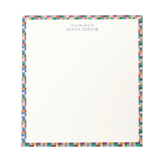 Colorful Modern Checkered Winter Personalized Name ノートパッド (正面)