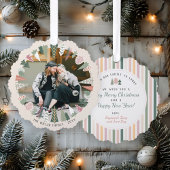 Colorful Modern Christmas Tree Wreath IVORY Photo  オーナメントカード