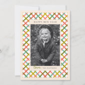 Colorful Modern Crisscross Photo New Year シーズンカード (正面)