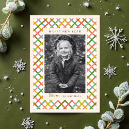 Colorful Modern Crisscross Photo New Year シーズンカード