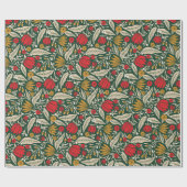 Colorful Modern Folk Floral Christmas Holiday ラッピングペーパー (フラット)