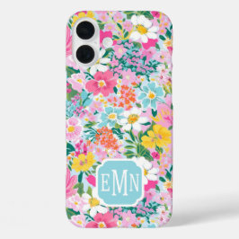 Colorful Modern Garden Monogrammed iPhone 16 Plusケース