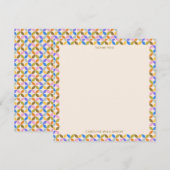 Colorful Modern Geometric Border Personalized Name サンキューカード (正面/裏面)