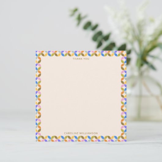 Colorful Modern Geometric Border Personalized Name サンキューカード (スタンド正面)