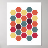 Colorful Modern Geometric Hexagon Honeycomb ポスター (正面)
