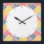 Colorful Modern Geometric Pattern スクエア壁時計<br><div class="desc">Colorful Modern Geometric Pattern Wall Clock features a colorful modern geometric pattern. Designed by Evco Studio www.zazzle.com/store/evcostudio</div>