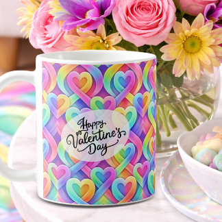 Colorful Modern Hearts Pattern Valentine’s Day  コーヒーマグカップ