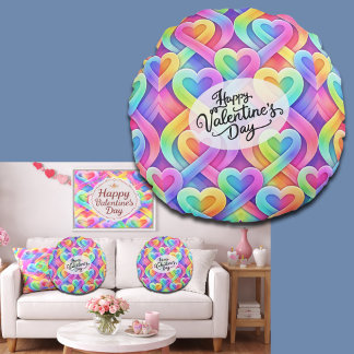 Colorful Modern Hearts Pattern Valentine’s Day ラウンドクッション