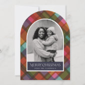 Colorful Modern Plaid Christmas Photo Holiday Card 招待状 (正面)