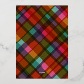 Colorful Modern Plaid Photo Christmas 箔シーズンカード (裏面)