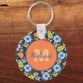 Colorful Modern Pretty Flower Pattern Personalised キーホルダー (正面)