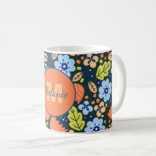 Colorful Modern Pretty Flower Pattern Personalised コーヒーマグカップ (正面右)